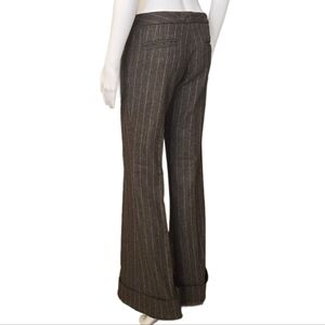 RAVEN Wool-Blend Pinstripe Herringbone Tweed Cuffed Wide Leg Low Rise Pant Sz 4